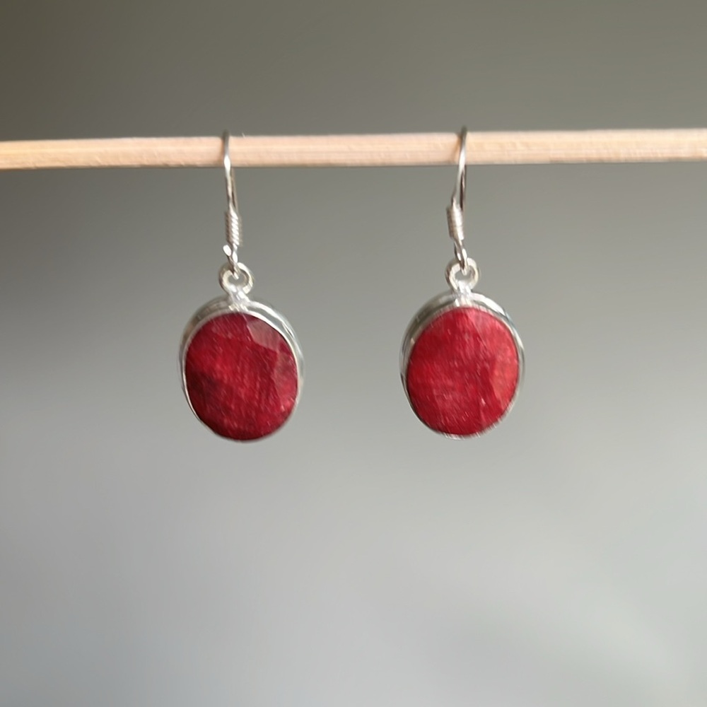 Royal Ruby in Sterling Silver Dangle Earrings - Picture 2 of 5